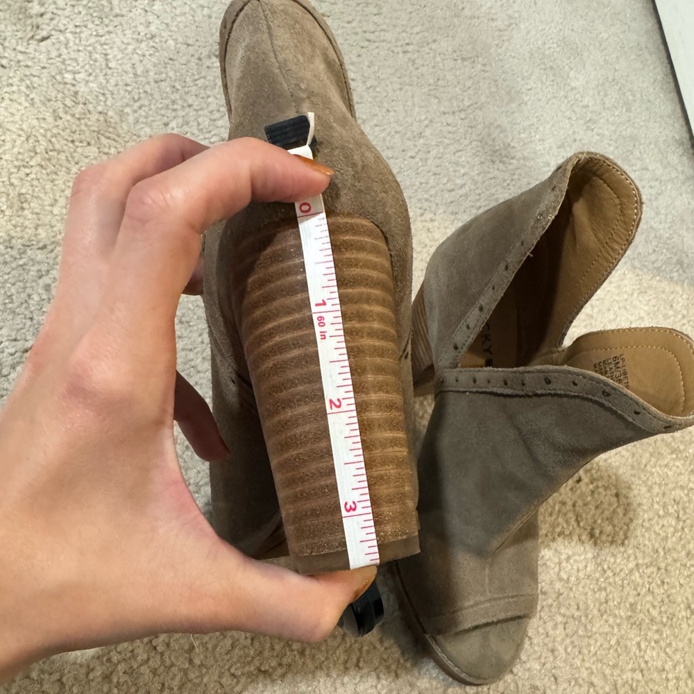 Lucky Brand Genuine Suede Peep Toe Booties - Picture 7 of 7